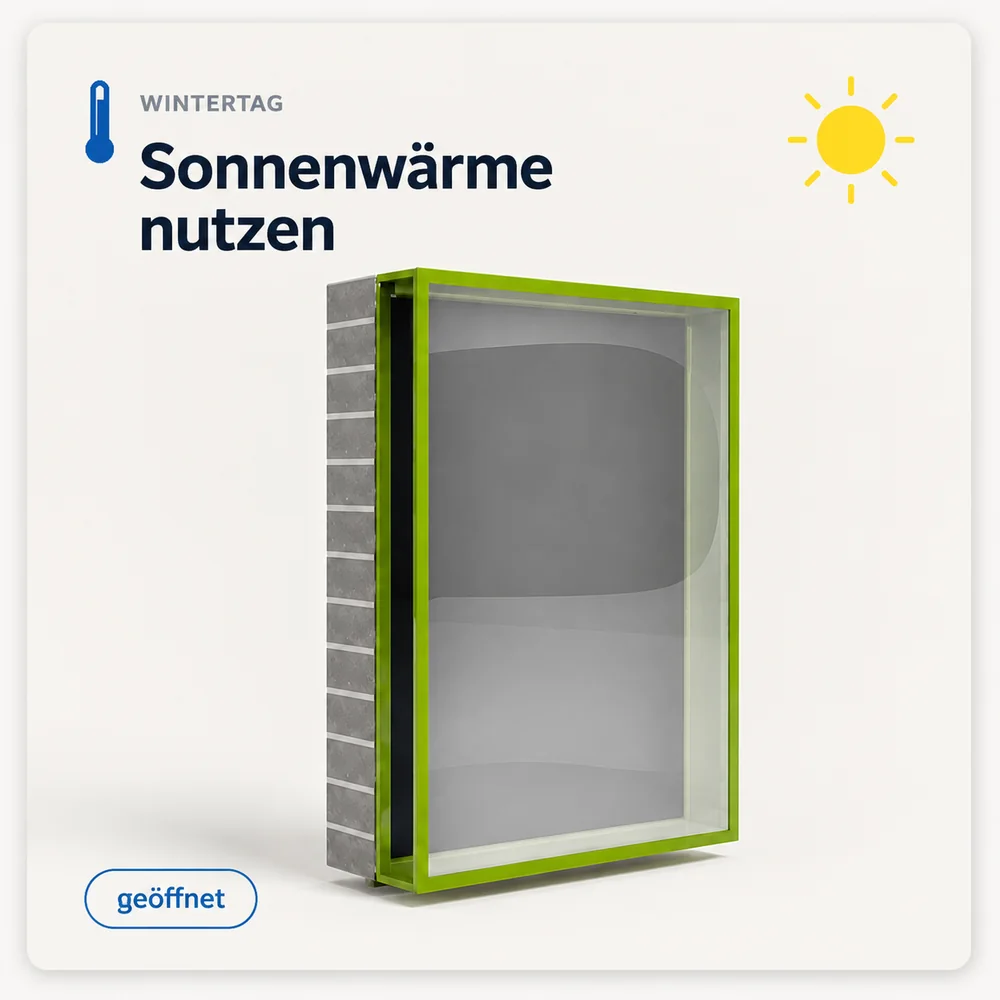 Winter day – use solar heat